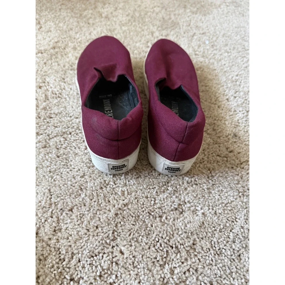 Opening Ceremony Mens Burgundy Canvas Platform Slip On Sneakers Shoes EU 40‎